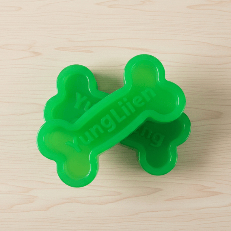 Tough Rubber Chew Bone (Green) - Side View (TPR009)
