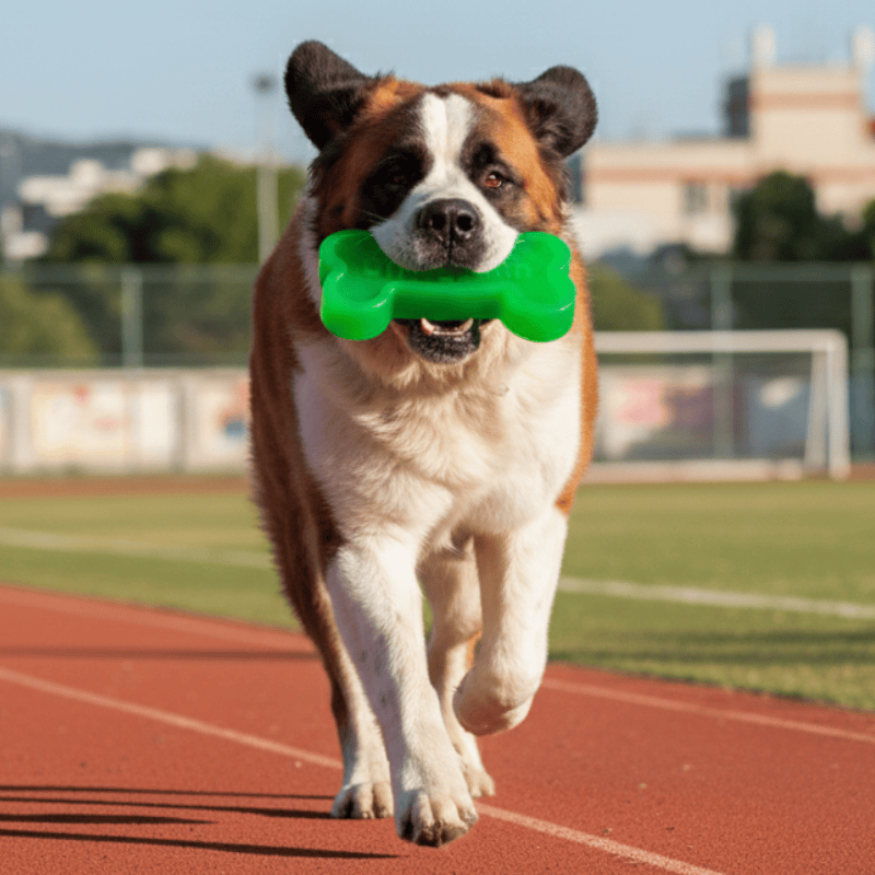 Tough Rubber Chew Bone (Green) - Close-up (TPR009)