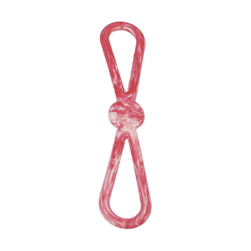 Rubber Tug Bone Dog Toy (Pink Marbled) - Dog Toy (YF025)