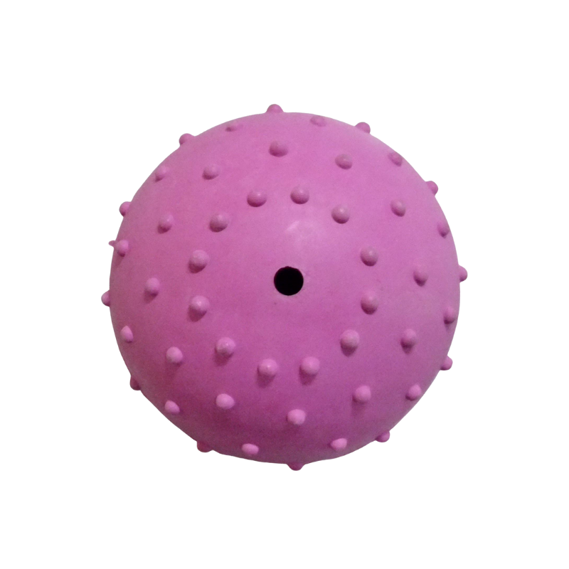 Rubber Bumpy Ball Dog Toy with Bell - Close-up (YF055)