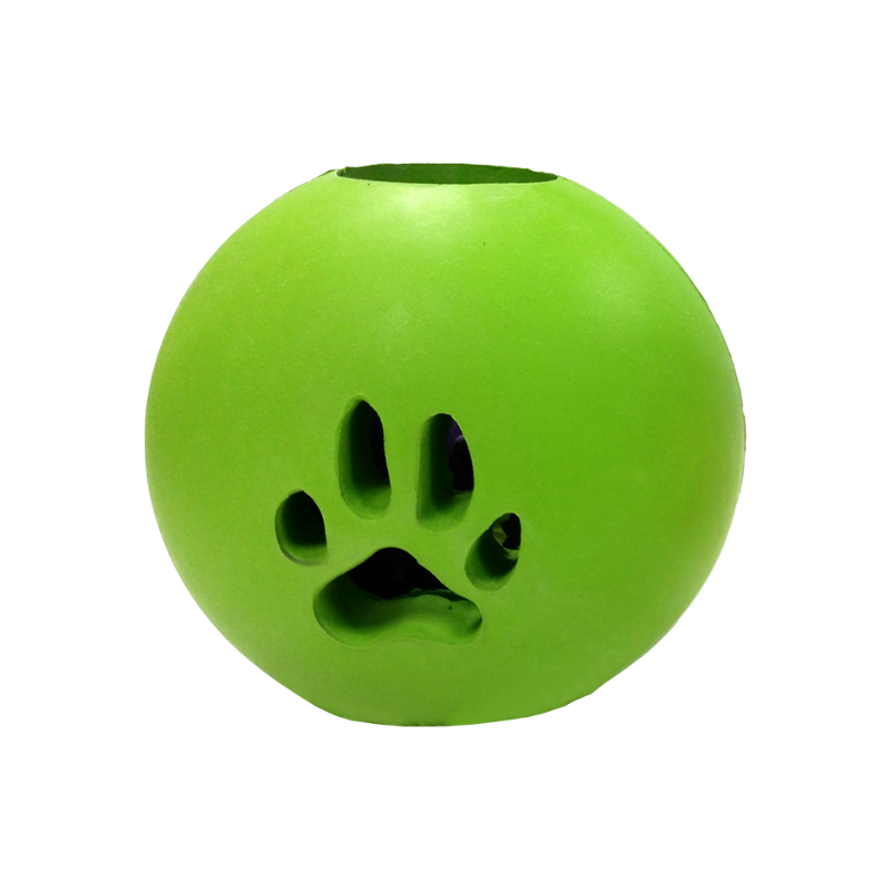 Rubber Dog Toy Paw-Shaped Treat Ball (Green) - Dog Toy (YF110)