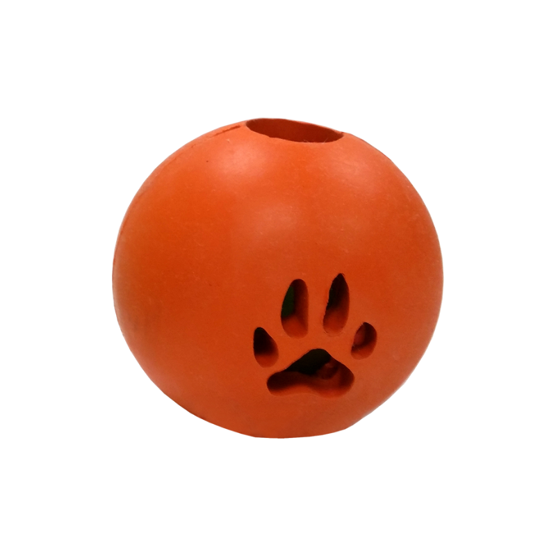 Rubber Dog Toy Paw-Shaped Treat Ball (Orange) - Dog Toy (YF111)