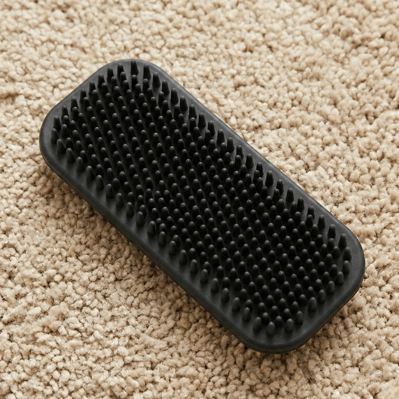 Rubber Pet Grooming Brush (Black) - Side View (YF113)