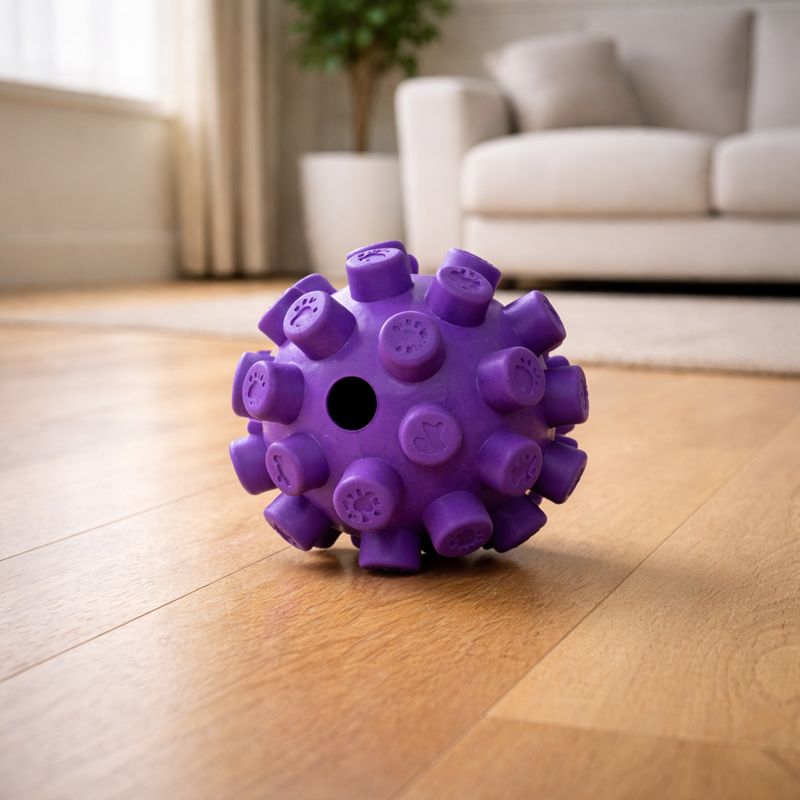 Dog Toy Atom Ball (Rubber Spiky Treat & Play Ball) - Side View (YF115)