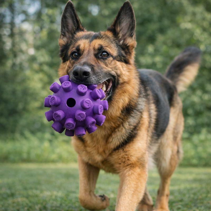 Dog Toy Atom Ball (Rubber Spiky Treat & Play Ball) - Detail View (YF115)