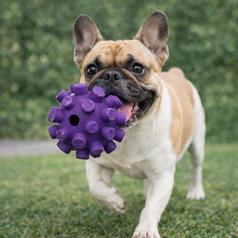 Dog Toy Atom Ball (Rubber Spiky Treat & Play Ball) - Close-up (YF115)